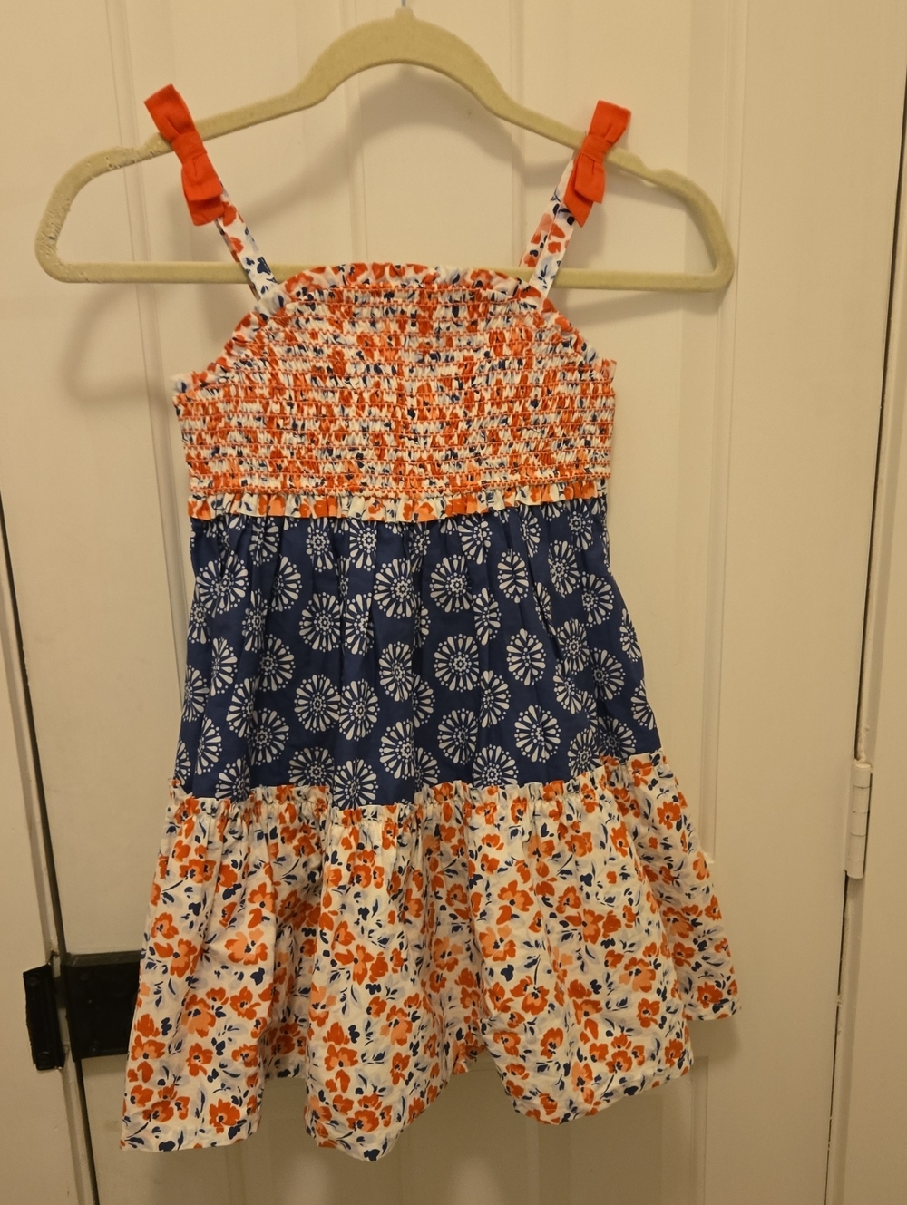 Tommy Bahama Blue And Pink Floral Tiered Sundress Cotton Girls Size 7